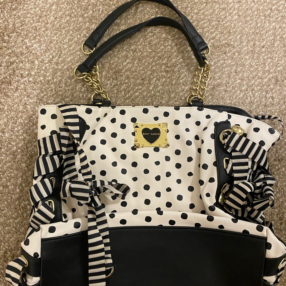 Betsey Johnson Black and White Polka Dot Tote